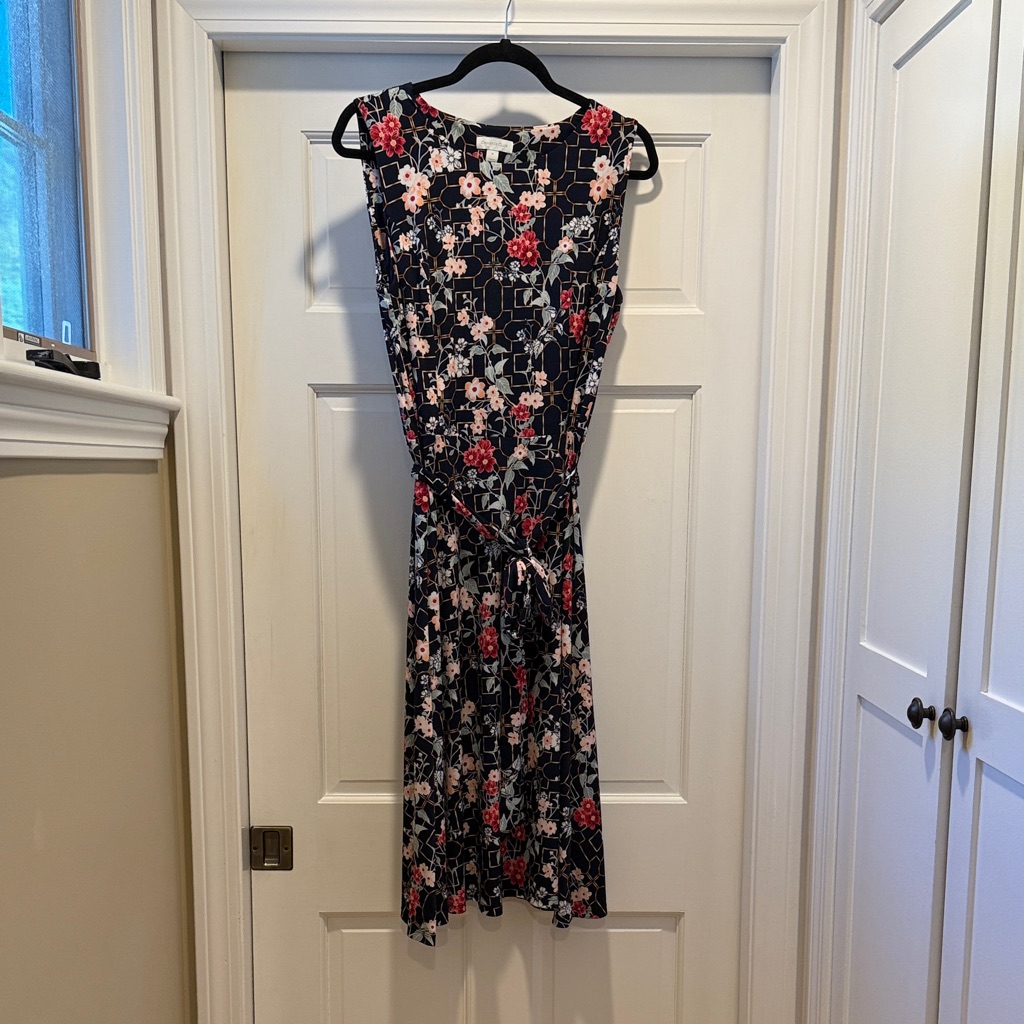 Charter Club Navy Floral Sleeveless Dress